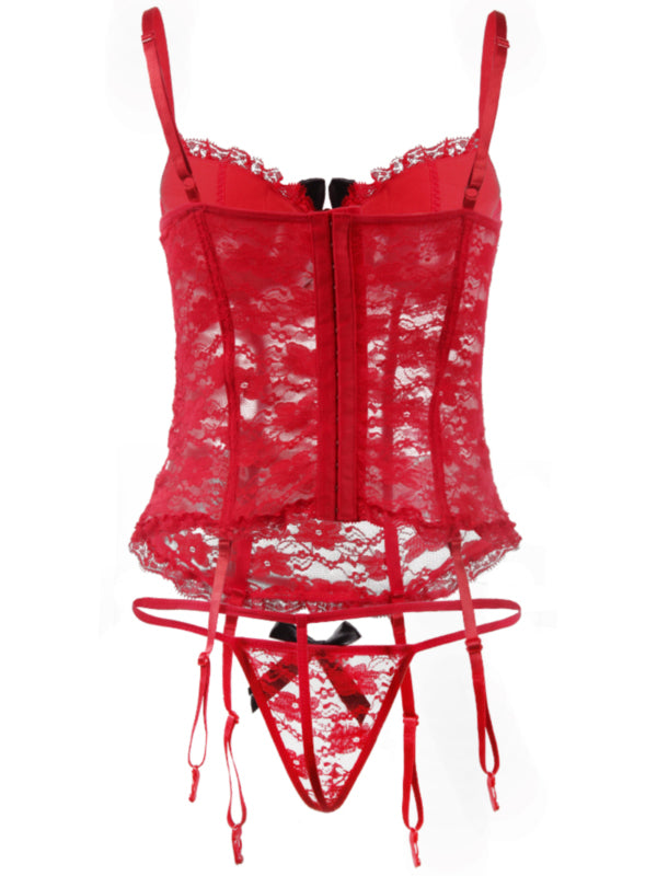 COMPLETO INTIMO IN PIZZO HEVEN rosso