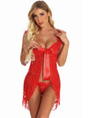 COMPLETO INTIMO IN PIZZO CYBELLE rosso