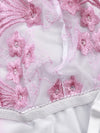 SET INTIMO TAGLIA FORTE CON REGGISENO IN PIZZO CATHERINE bianco con rosa