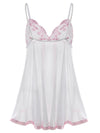 SET INTIMO TAGLIA FORTE CON REGGISENO IN PIZZO CATHERINE bianco con rosa