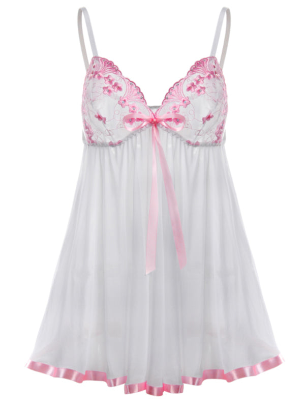 SET INTIMO TAGLIA FORTE CON REGGISENO IN PIZZO CATHERINE bianco con rosa