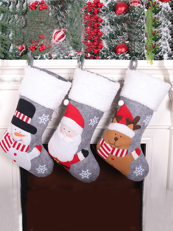 Ornamenti Borsa regalo calza natalizia OREY grigio (3 calzini nella confezione)