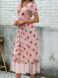 ABITO ELEGANTE CON FRAGOLE RUBINIA rosa