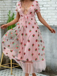 ABITO ELEGANTE CON FRAGOLE RUBINIA rosa