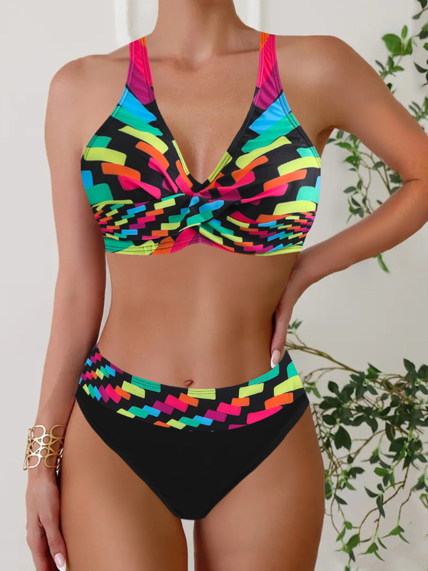 Bikini malina nero e multicolore