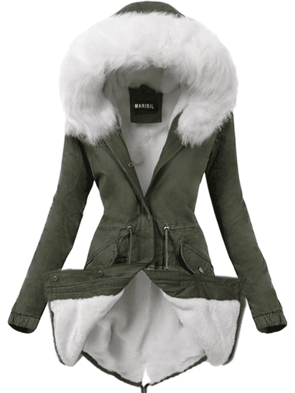 PARKA JACKET SABINA color kaki con pelo bianco