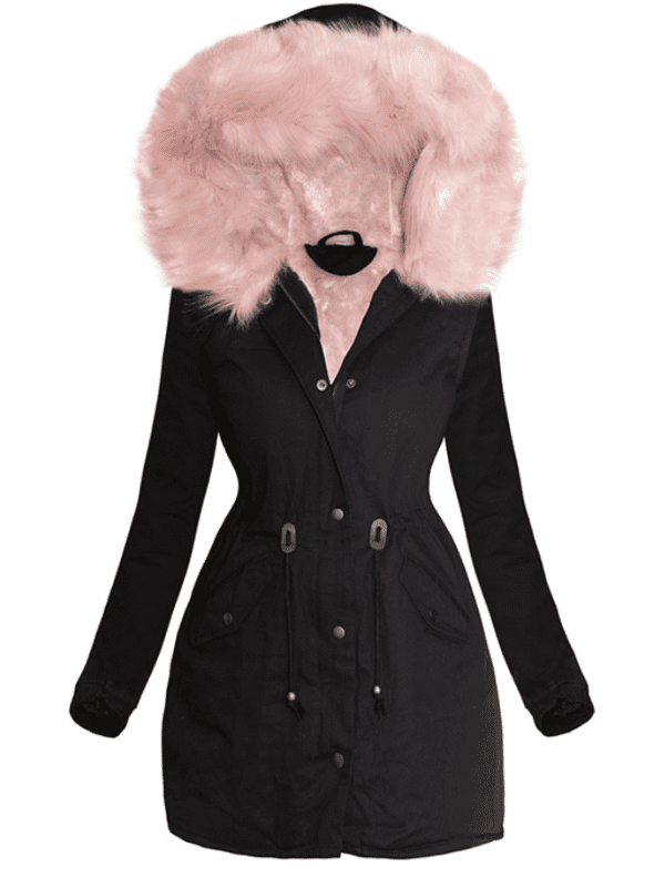 GIACCA PARKA MARJORY nero con pelliccia rosa