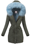 PARKA GIACCA KHAKI CON PELLICCIA BLU HAVAN