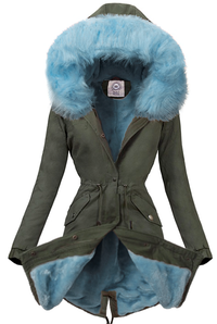 PARKA GIACCA KHAKI CON PELLICCIA BLU HAVAN