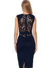 ELEGANTE ABITO MIDI IN PIZZO GLEDA blu scuro