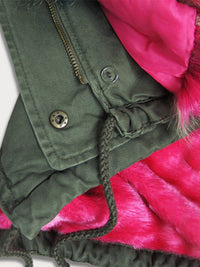 PARKA JACKET HENRIANT kaki con pelliccia colorata