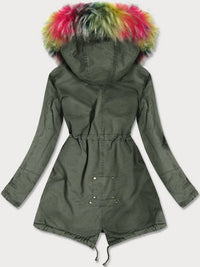 PARKA JACKET HENRIANT kaki con pelliccia colorata