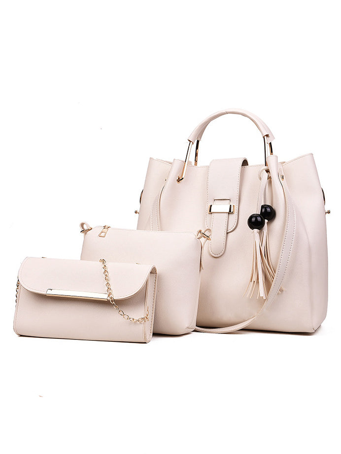 SET BORSA DONNA TRE PEZZI DAMARI beige