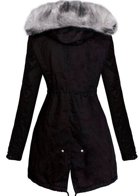 GIACCA PARKA MARJORY nero con pelliccia grigia