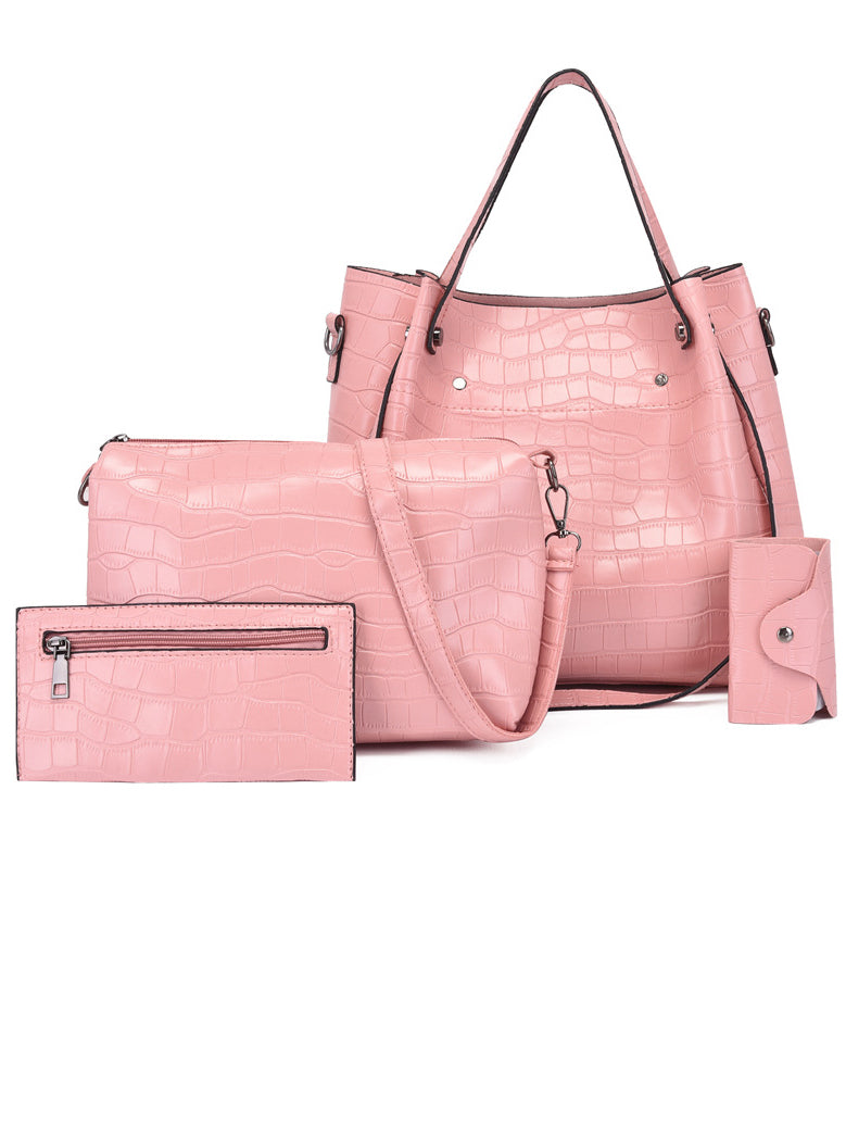 SET BORSA 4 PEZZI KHRIS rosa chiaro