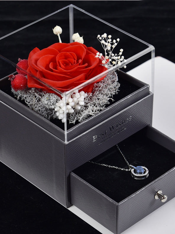 CONFEZIONE REGALO ROSA E COLLANA IMAANI