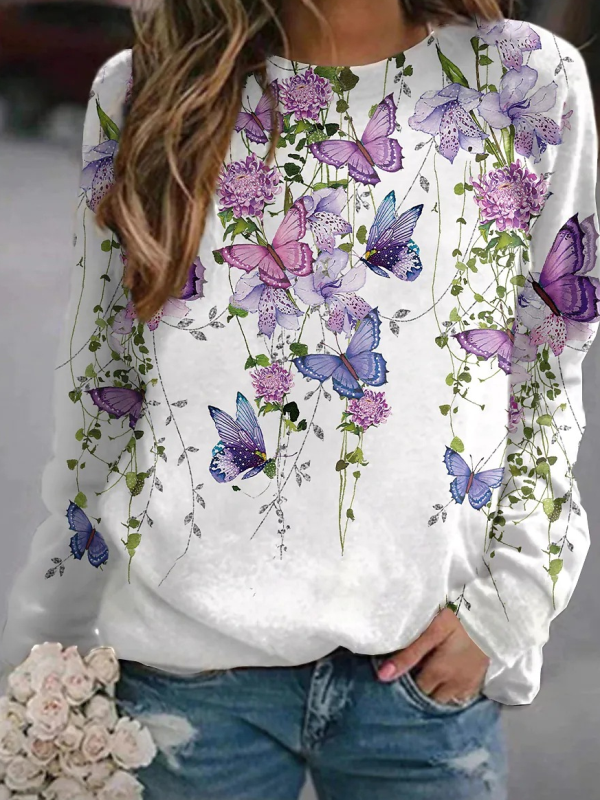 <tc>Maglia con fiori e farfalle Yemmi bianca</tc>