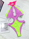 MONOKINI SAMINA viola e verde chiaro